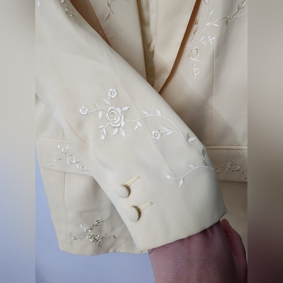 Vintage Together Womens Yellow Floral Jacket Size Tall 14 - Picture 6 of 7